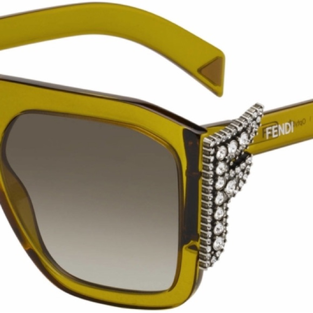 Fendi Amber Sunglasses with Embellished Detail! NWT WITH CASE - Picture 4 of 5